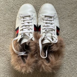 Gucci ace fur sneakers